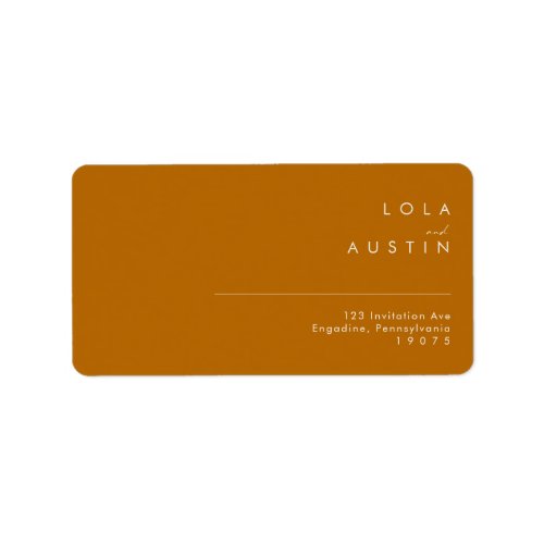 Simple Desert  Burnt Orange Wedding RSVP Address Label