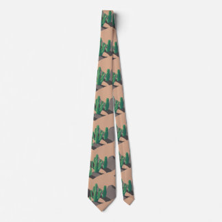 simple desert cactus pattern colorful brown modern neck tie