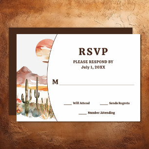Simple Desert Cactus Western Boho Wedding RSVP Card