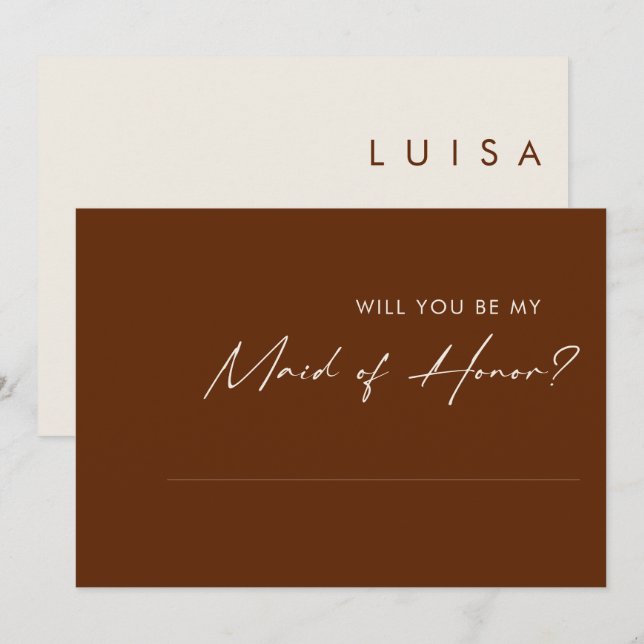 Simple Desert Cinnamon Maid of Honor Proposal Card (Front/Back)