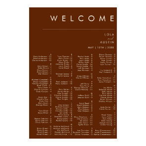 Simple Desert | Dark Cinnamon Alphabetical Seating Poster