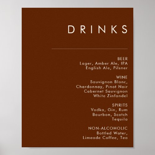 Simple Desert  Dark Cinnamon Drinks Menu Sign