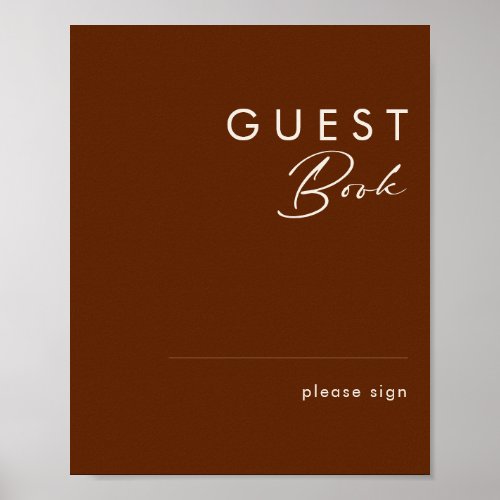 Simple Desert  Dark Cinnamon Guest Book Sign