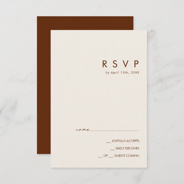 Simple Desert | Dark Cinnamon RSVP Card (Front/Back)