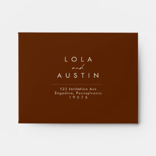 Simple Desert Dark Cinnamon self-addressed RSVP Envelope