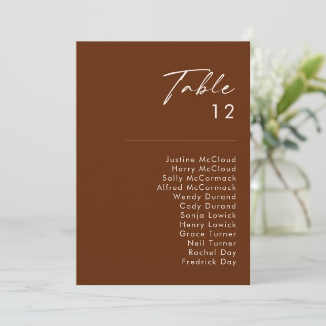 Simple Desert | Dark Cinnamon Table Number Chart (Standing Front)