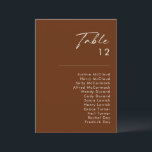 Simple Desert | Dark Cinnamon Table Number Chart<br><div class="desc">This Simple Desert | Dark Cinnamon table number chart is exactly what you're looking for to complete your modern rustic boho wedding. Perfect for either a vintage minimalist western vibe or a retro fall bohemian feel. The minimal natural white script truly pops with this colorful autumn background. You can choose...</div>