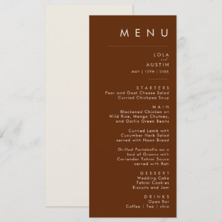 Simple Desert | Dark Cinnamon Wedding Dinner Menu