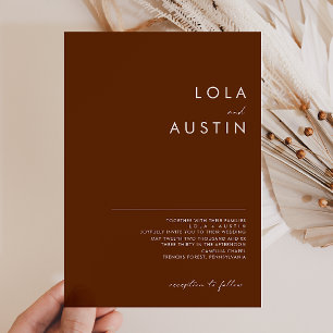 Simple Desert Dark Cinnamon Wedding Invitation