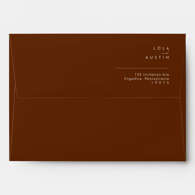Simple Desert | Dark Cinnamon Wedding Invitation Envelope (Back (Top Flap))