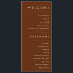 Simple Desert | Dark Cinnamon Wedding Program<br><div class="desc">This Simple Desert | Dark Cinnamon wedding program is exactly what you're looking for to complete your modern rustic boho wedding. Perfect for either a vintage minimalist western vibe or a retro fall bohemian feel. The minimal natural white script truly pops with this colorful autumn background. You can choose to...</div>