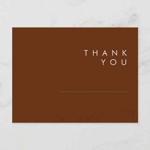 Simple Desert  Dark Cinnamon Wedding Thank You Postcard