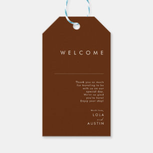 Simple Desert   Dark Cinnamon Wedding Welcome Gift Tags