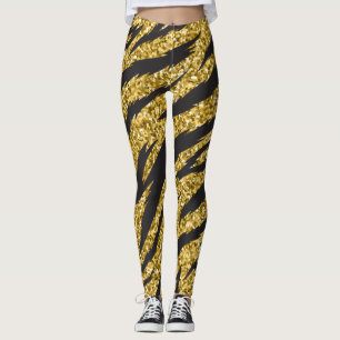 simple desert golden tiger stripes pattern modern leggings