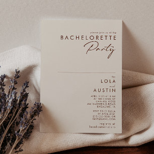 Simple Desert Natural White Bachelorette Party Invitation