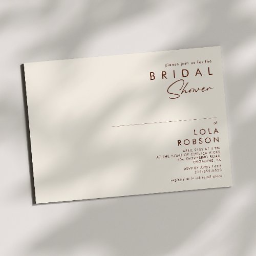Simple Desert  Natural White Bridal Shower Invitation