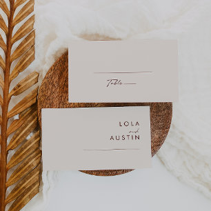 Simple Desert Natural White Flat Wedding Place Card