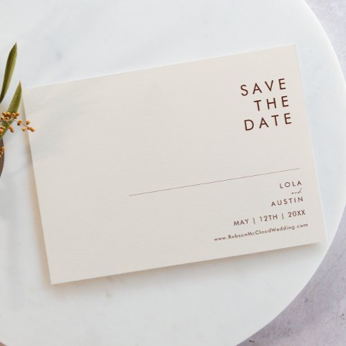 Simple Desert  Natural White Horizontal Save The Date