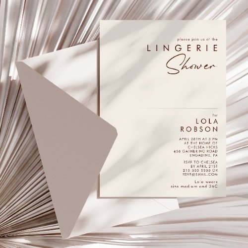 Simple Desert  Natural White Lingerie Shower Invitation
