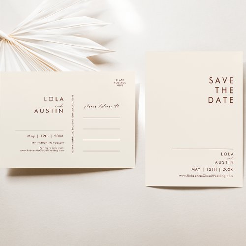 Simple Desert  Natural White Save The Date Invita Invitation Postcard