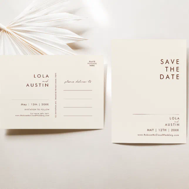 Simple Desert | Natural White Save The Date Invita Invitation Postcard ...