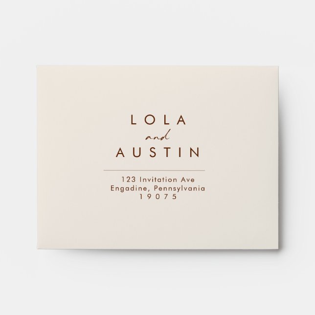 Simple Desert | Natural White self-addressed RSVP Envelope (Front)