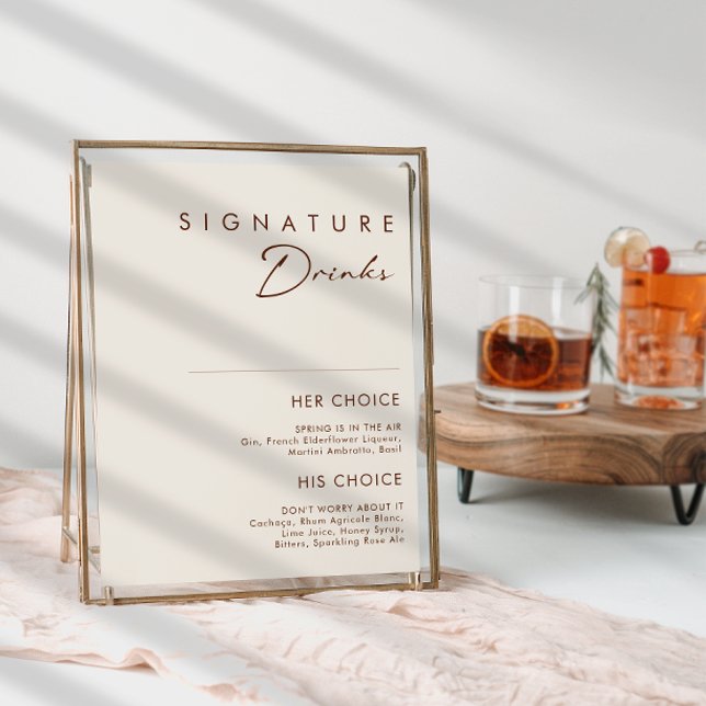 Simple Desert Natural White Signature Drinks Sign (Creator Uploaded)