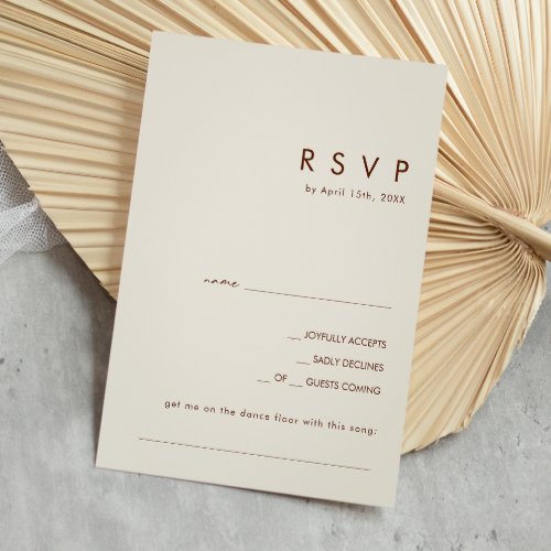 Simple Desert Natural White Song Request RSVP Card