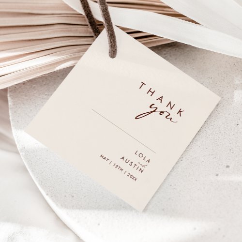 Simple Desert  Natural White Thank You Favor Tags
