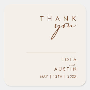 Simple Desert Natural White Thank You Wedding Square Sticker