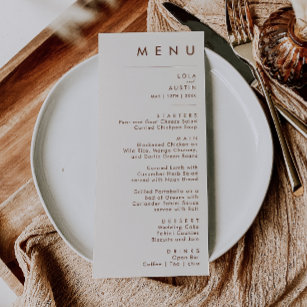 Simple Desert   Natural White Wedding Dinner Menu