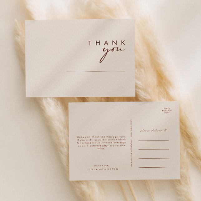 Simple Desert | Natural White Wedding Thank You  Postcard (Creator Uploaded)