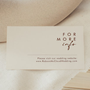 Simple Desert Natural White Wedding Website Card