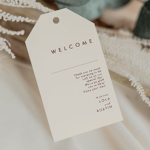 Simple Desert Natural White Wedding Welcome Gift Tags