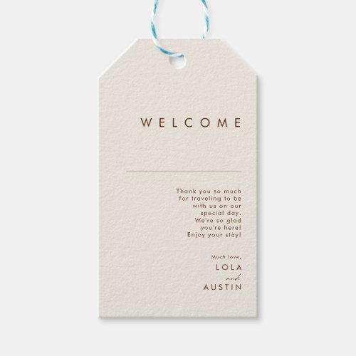 Simple Desert  Natural White Wedding Welcome Gift Tags