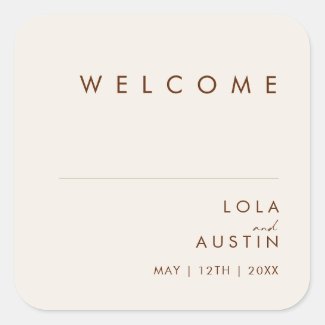 Simple Desert | Natural White Wedding Welcome Square Sticker