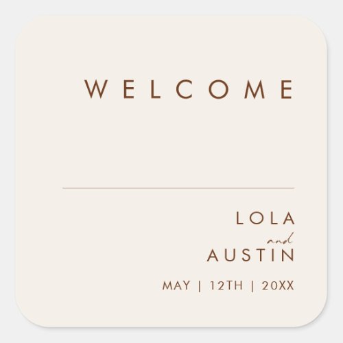 Simple Desert  Natural White Wedding Welcome Square Sticker