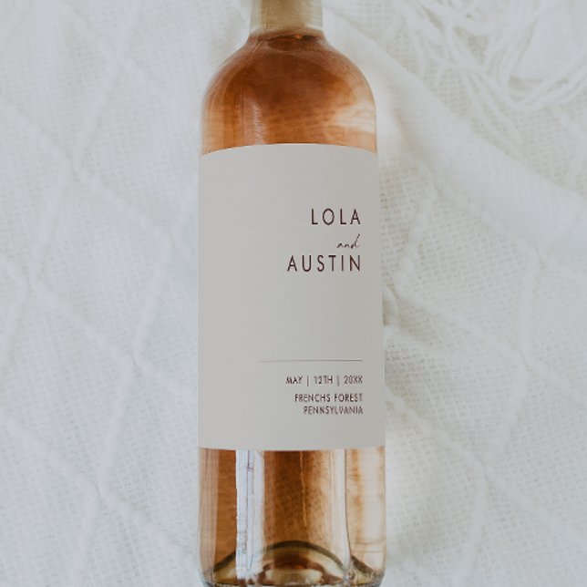 Simple Desert | Natural White Wedding Wine Label (Creator Uploaded)