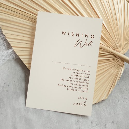 Simple Desert  Natural White Wedding Wishing Well Enclosure Card
