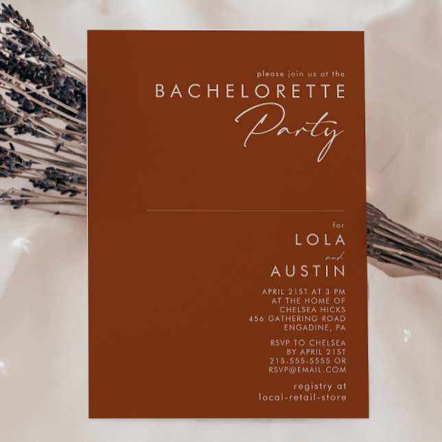 Simple Desert | Terracotta Bachelorette Party Invitation (Creator Uploaded)