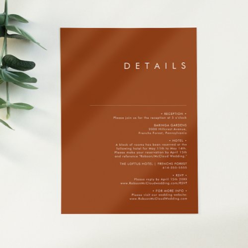 Simple Desert  Terracotta Details Enclosure Card