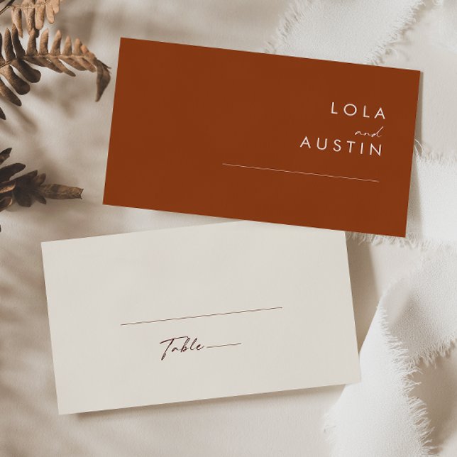 Simple Desert | Terracotta Flat Wedding Place Card (Creator Uploaded)