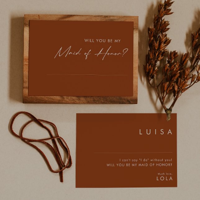 Simple Desert Terracotta Maid of Honor Card (Creator Uploaded)