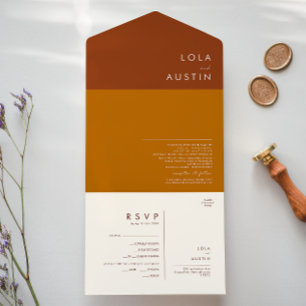 Simple Desert Terracotta, Orange and Cinnamon Al All In One Invitation