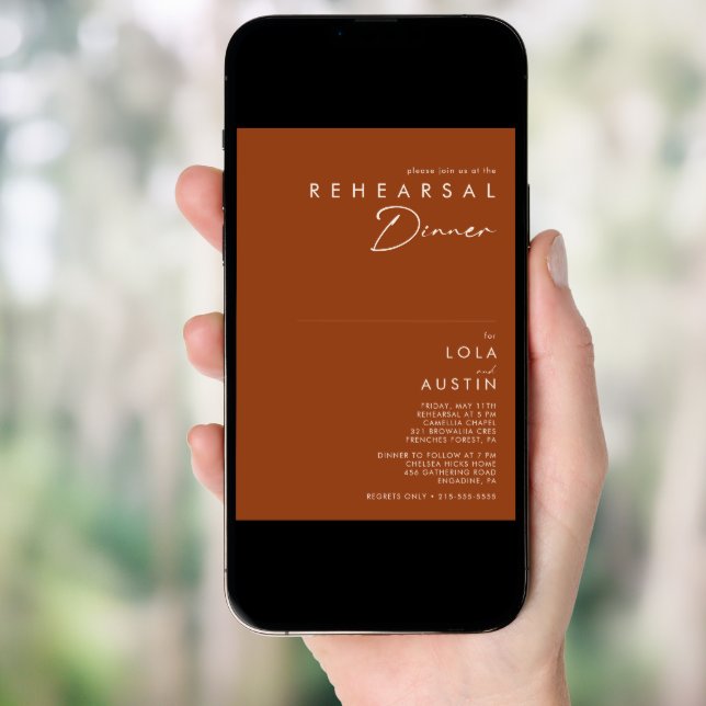 Simple Desert | Terracotta Rehearsal Dinner Invitation (Front Digital)