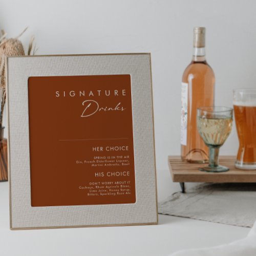 Simple Desert  Terracotta Signature Drinks Sign