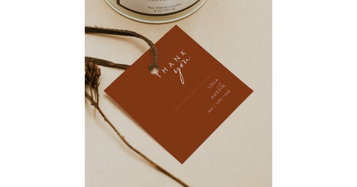 Simple Desert | Terracotta Thank You Favor Tags | Zazzle