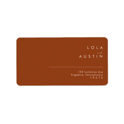 Simple Desert  Terracotta Wedding RSVP Address Label