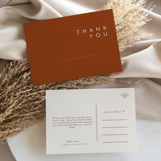 Simple Desert | Terracotta Wedding Thank You Postcard (Creator Uploaded)