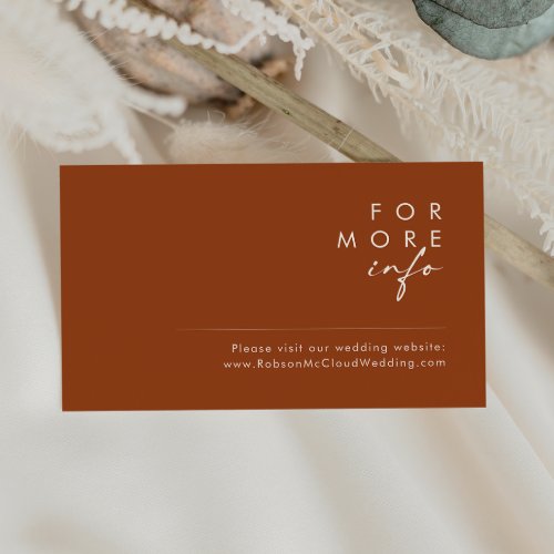 Simple Desert  Terracotta Wedding Website Card